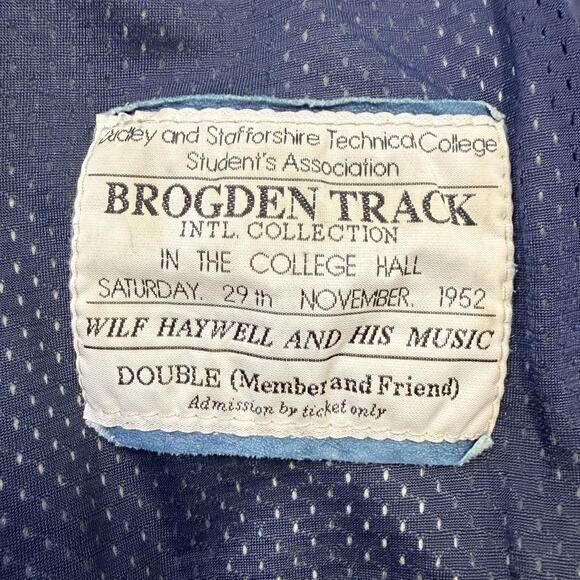 Brogden Track Jacket Mens Large Blue Leather Bomber Raglan Two-Way Zip Rib Knit - Picture 9 of 16